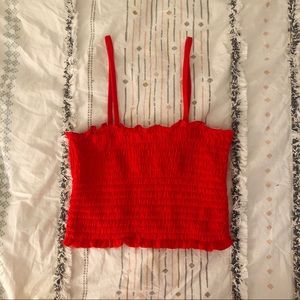 RED RUFFLE CROPPED TANK